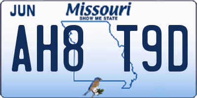 MO license plate AH8T9D