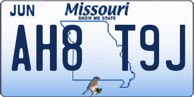 MO license plate AH8T9J