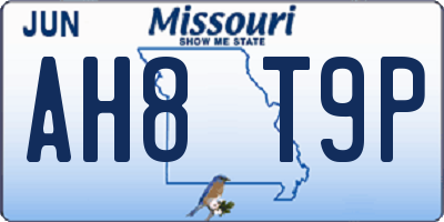 MO license plate AH8T9P