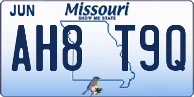 MO license plate AH8T9Q