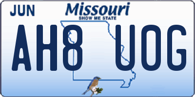 MO license plate AH8U0G