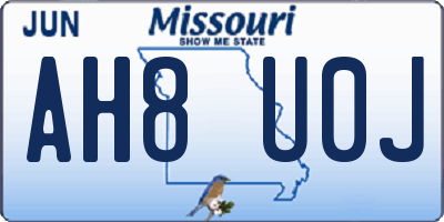 MO license plate AH8U0J