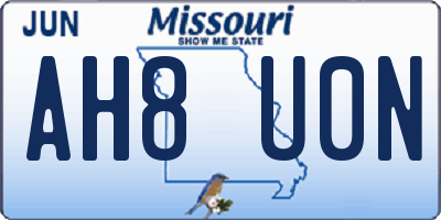 MO license plate AH8U0N