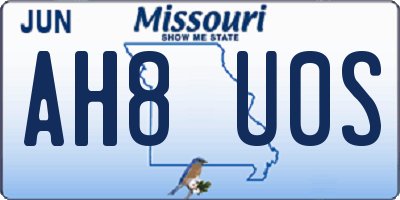 MO license plate AH8U0S