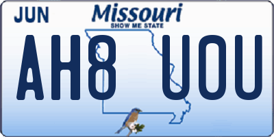 MO license plate AH8U0U
