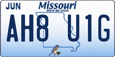 MO license plate AH8U1G