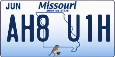 MO license plate AH8U1H