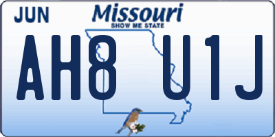 MO license plate AH8U1J