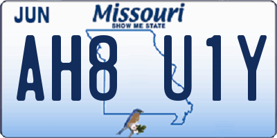 MO license plate AH8U1Y