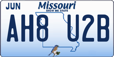 MO license plate AH8U2B