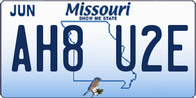 MO license plate AH8U2E