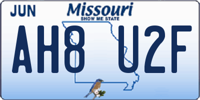 MO license plate AH8U2F