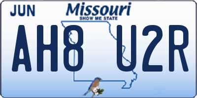 MO license plate AH8U2R