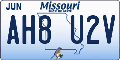 MO license plate AH8U2V