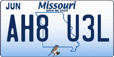 MO license plate AH8U3L