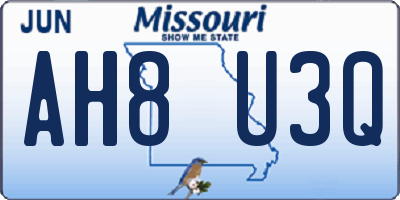 MO license plate AH8U3Q