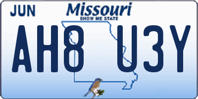 MO license plate AH8U3Y