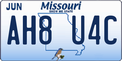 MO license plate AH8U4C