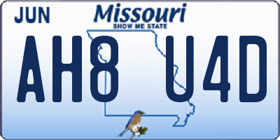 MO license plate AH8U4D