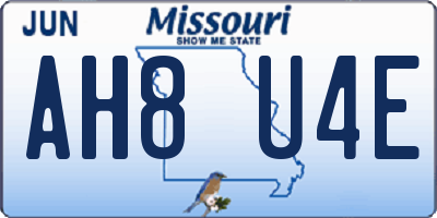 MO license plate AH8U4E