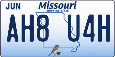 MO license plate AH8U4H