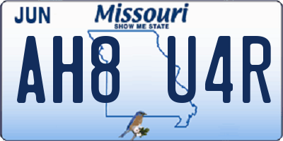 MO license plate AH8U4R
