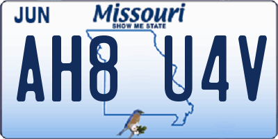 MO license plate AH8U4V