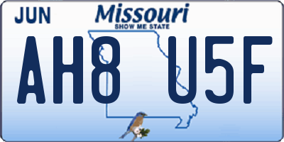 MO license plate AH8U5F