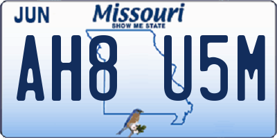 MO license plate AH8U5M