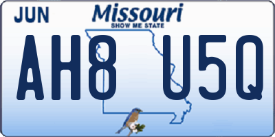 MO license plate AH8U5Q