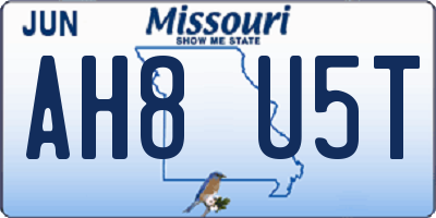 MO license plate AH8U5T