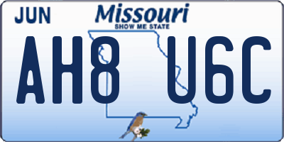 MO license plate AH8U6C