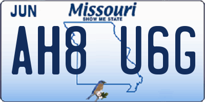 MO license plate AH8U6G