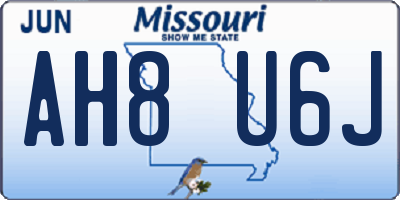 MO license plate AH8U6J