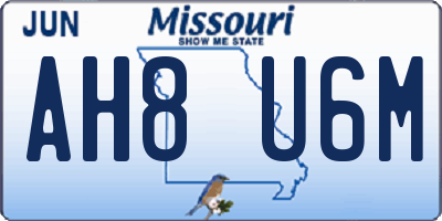 MO license plate AH8U6M