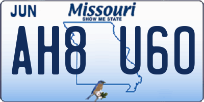 MO license plate AH8U6O
