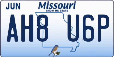 MO license plate AH8U6P