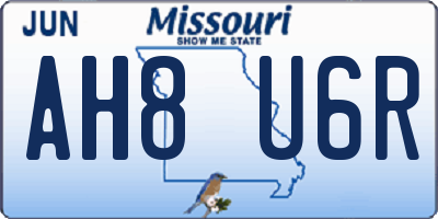 MO license plate AH8U6R