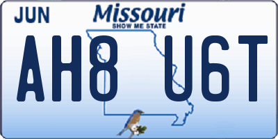 MO license plate AH8U6T