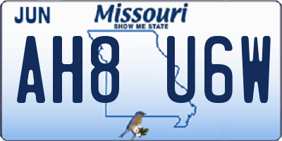 MO license plate AH8U6W