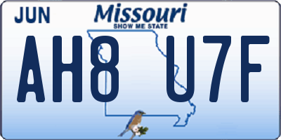 MO license plate AH8U7F