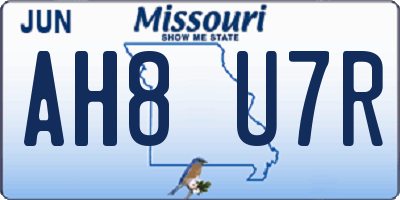 MO license plate AH8U7R