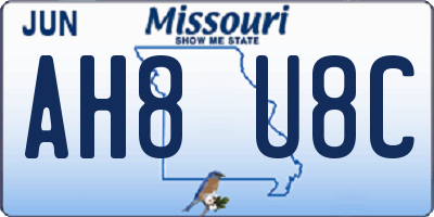 MO license plate AH8U8C
