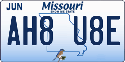 MO license plate AH8U8E