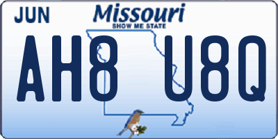 MO license plate AH8U8Q