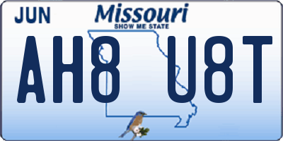 MO license plate AH8U8T