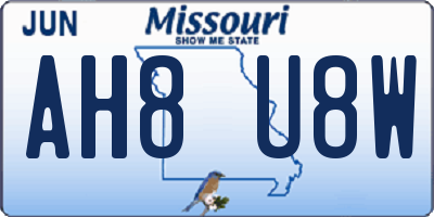 MO license plate AH8U8W