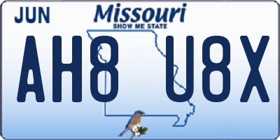 MO license plate AH8U8X