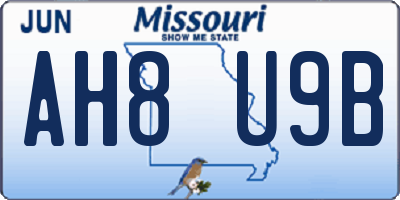 MO license plate AH8U9B