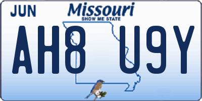 MO license plate AH8U9Y